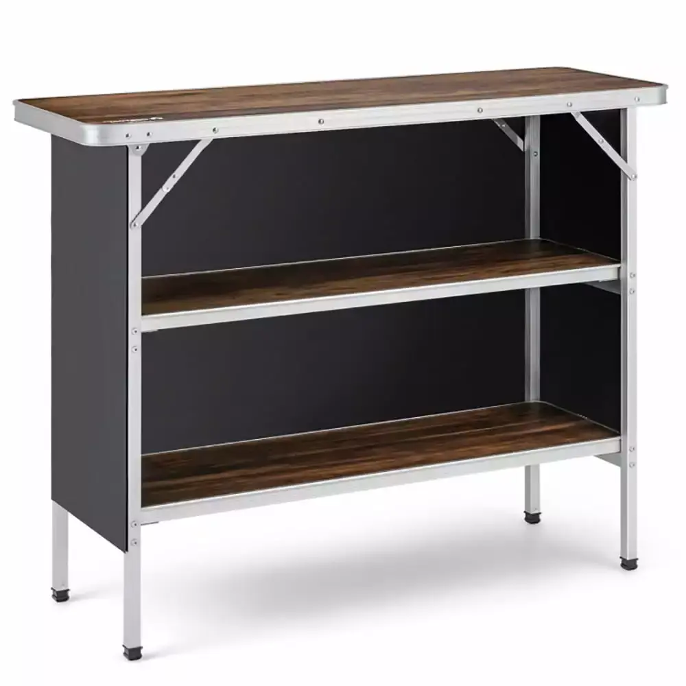 Resenkos Folding Camping Table with 2-Tier Open Shelves for Outdoor BBQ-Coffee. Lightweight Folding Tent Camping Cot Bed. Easy Setup Portable Compact for Outdoor Travel. Hunting. Hiking. Motorcycling