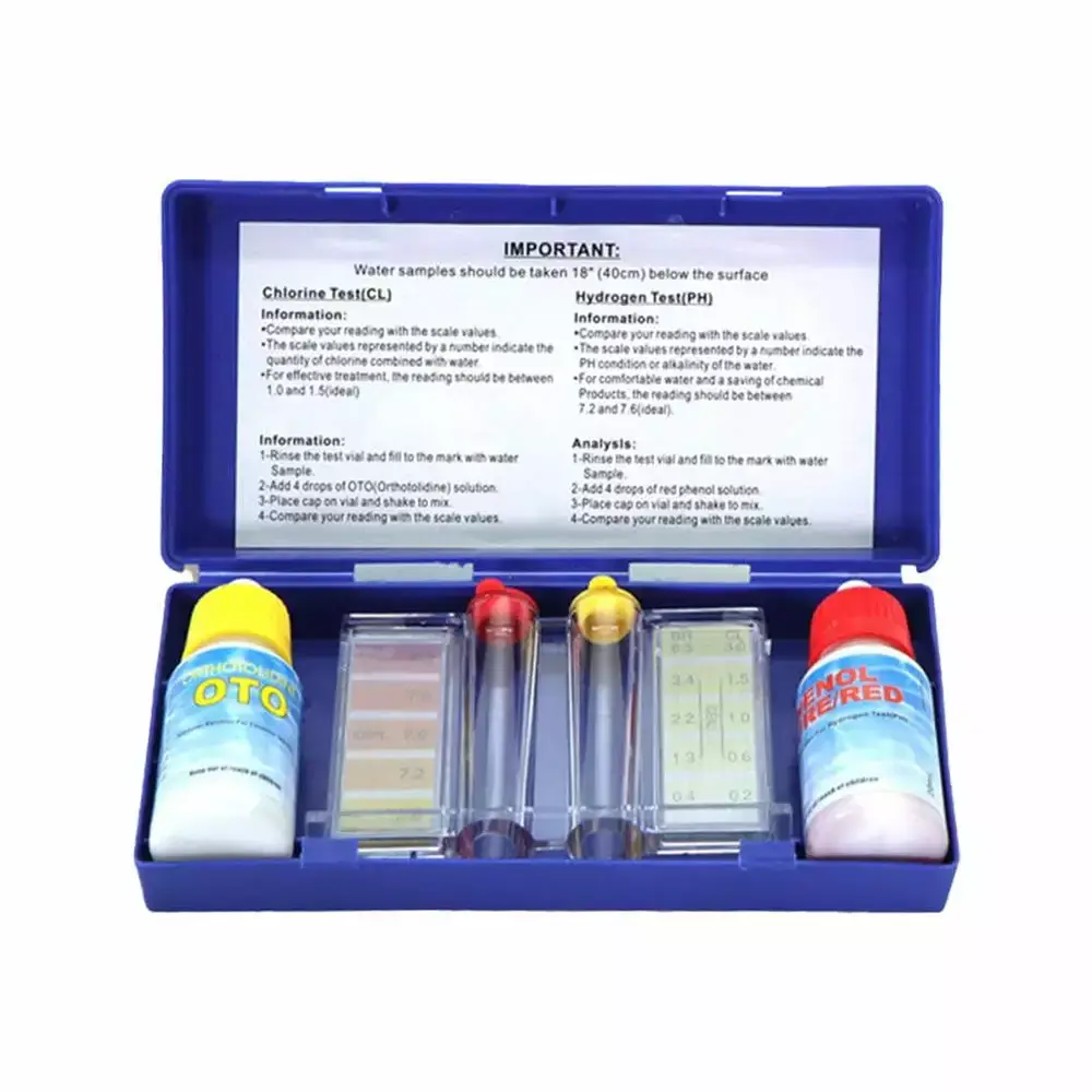 SHAPERME Blue Cross-Border Swimming Pool Water Quality Tester Residual Chlorine Ph Test Kit Water Test Kit Water Test Reagent Set Oto T