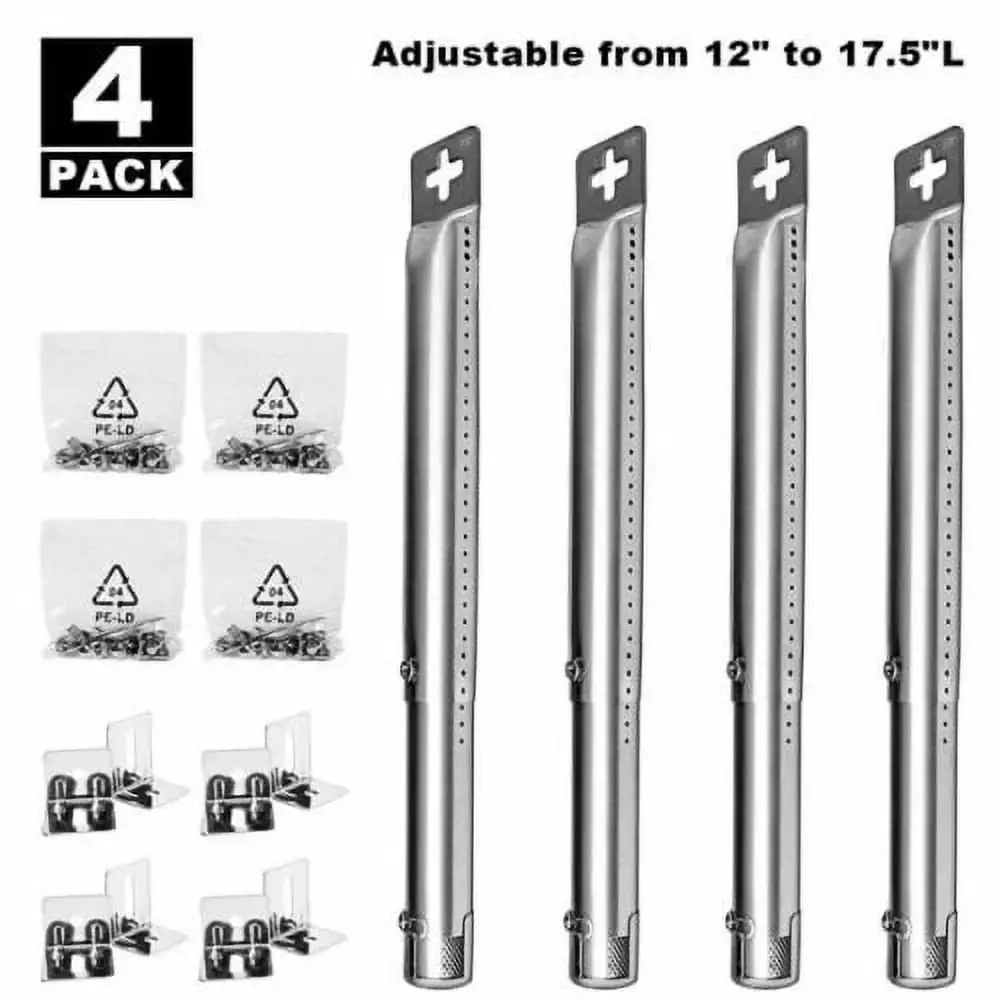 Set of 4 Universal Stainless Steel Burners for Bbq models from Weber. Brinkmann. Master Forge. DynaGlo and most other brands