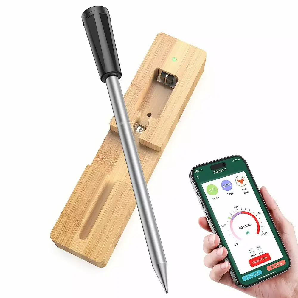 Intelligent Bluetooth Wireless Meat Probe Thermometer. Cincofelia Food Thermometer with Wireless Range. APP Control. BBQ Meat Thermometer for Grilling