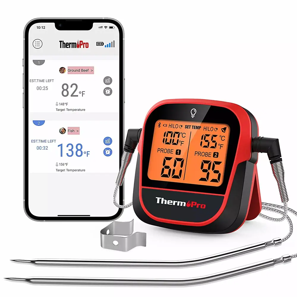 ThermoPro TP902W 350FT Wireless Meat Thermometer Digital with Dual Probe. Intelligent Bluetooth Meat Thermometer for Cooking Grilling and Smoking