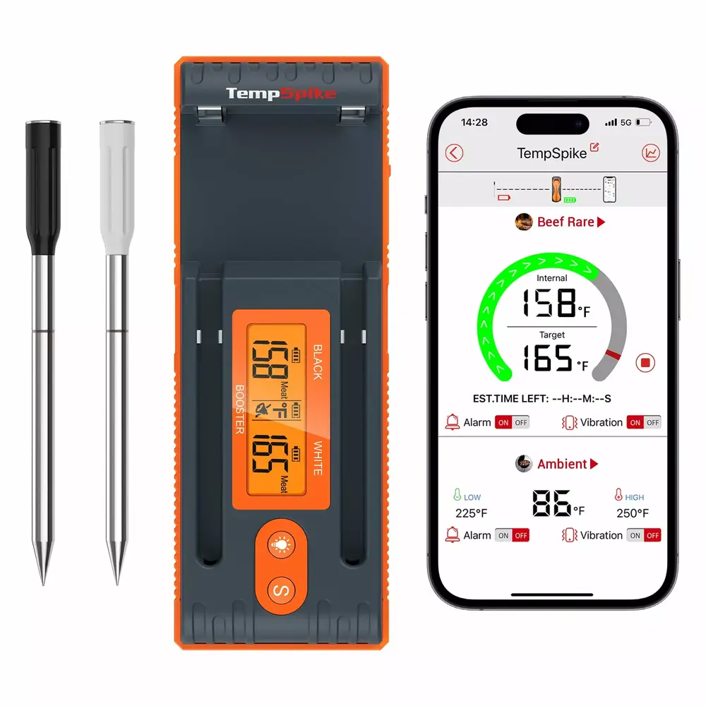 ThermoPro Wireless Meat Thermometer Twin TempSpike. Bluetooth Meat Thermometer with 500ft Range for Grilling Smoking Air Fryer Oven Deep Frying