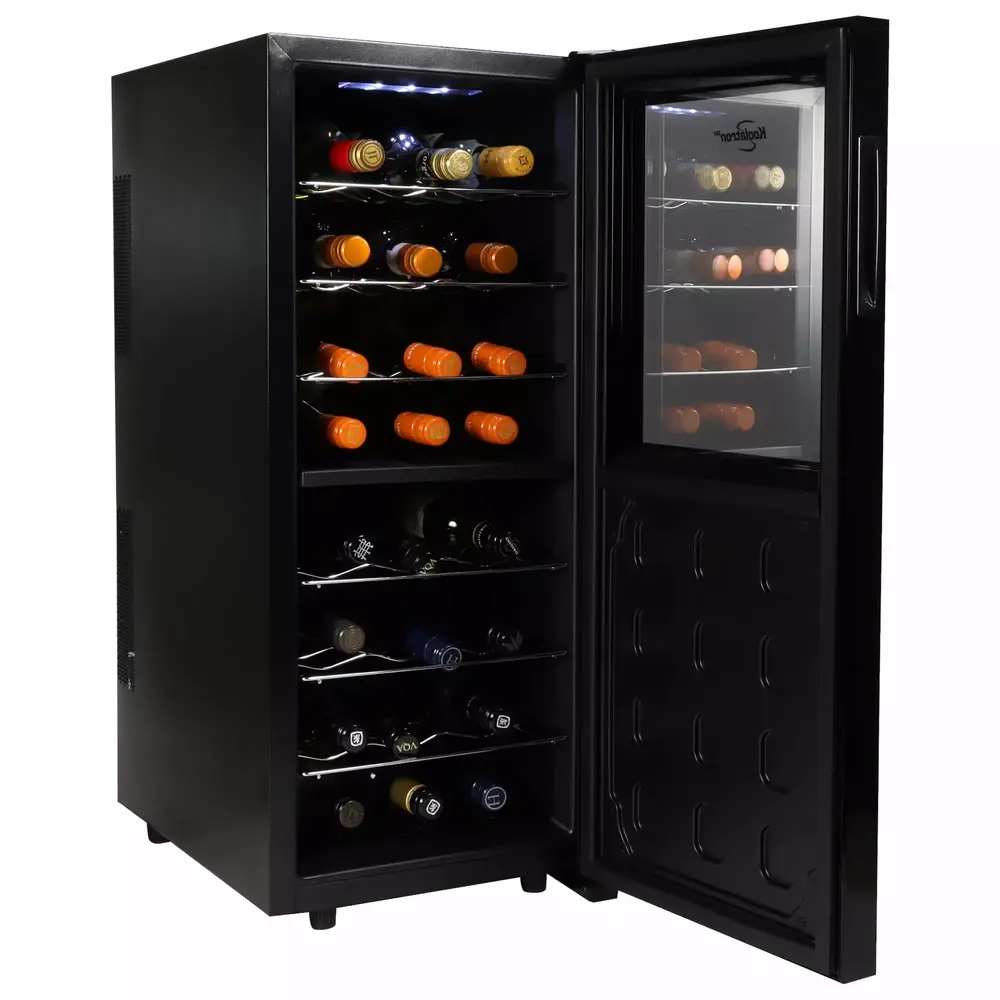 Urban Series 24 Bottle Dual Zone Wine Cooler. Black Thermoelectric Wine Fridge. 2.4 cu. ft (68L). Freestanding Wine Cellar. Red. White. Sparkling Wine Storage for Home Bar. Kitchen. Apartment. Condo