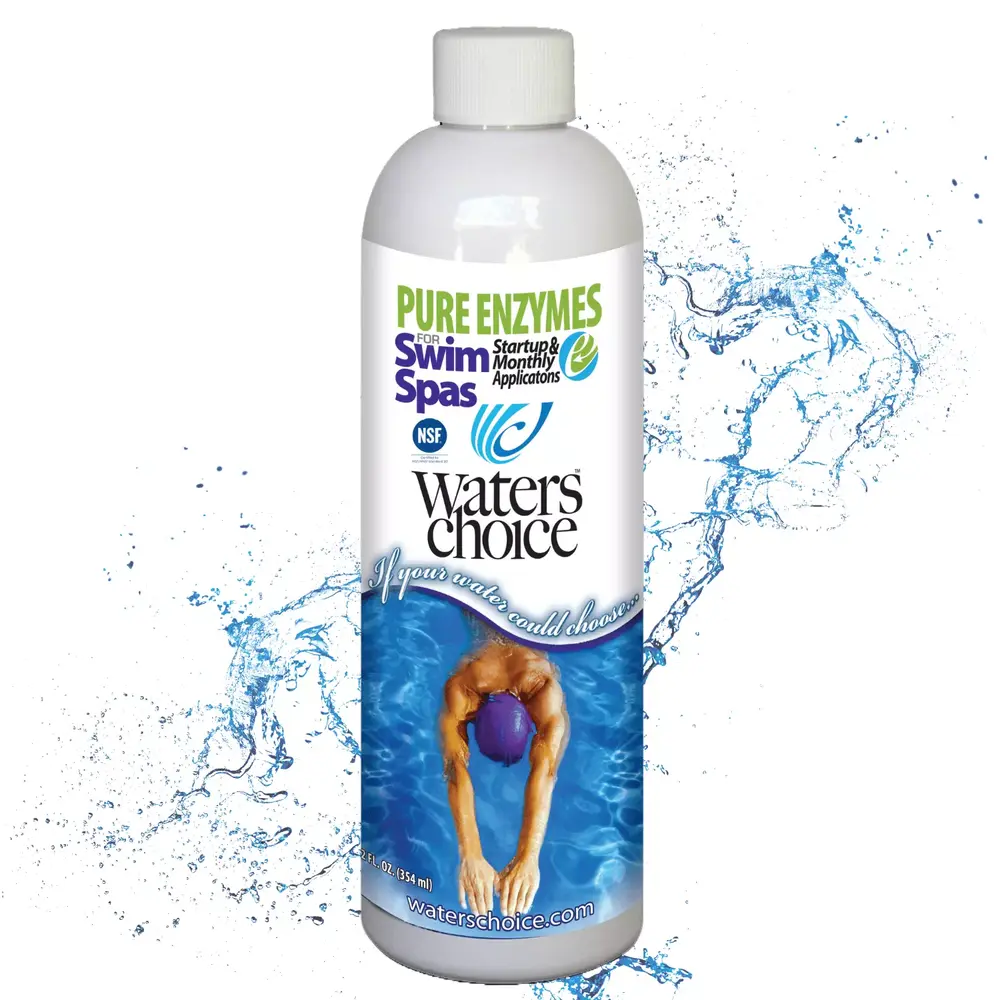 Waters Choice Enzymes for SWIM Spas- Spa Water Treatment for Swim Spas 1000-2000 gallons. SPECIFICALLY FORMULATED FOR SWIM SPAS. Hot Tub Cleaner. Premium Water Care Treatment. Spa Hot Tub Chemicals
