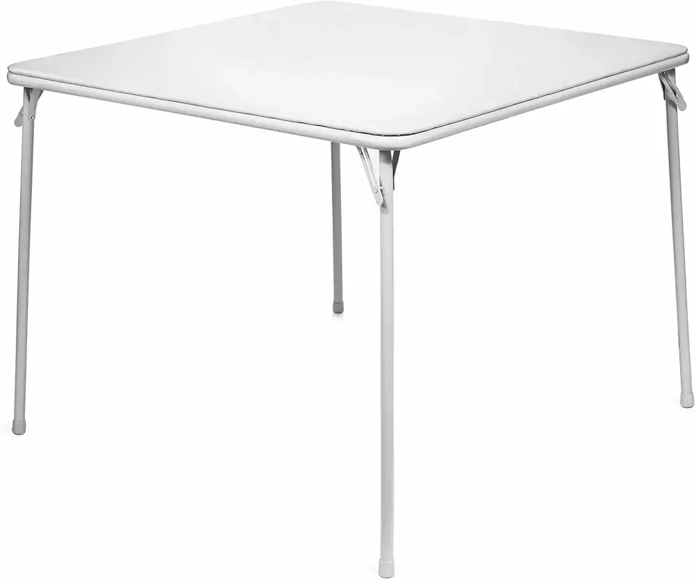 XL Series Square Folding Card Table (38) - Easy-to-Use Collapsible Legs for Portability and Storage - Vinyl Upholstery for Convenient Cleaning - Steel Construction. Wheelchair Accessible (White)