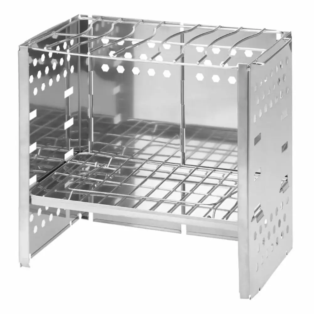 YOBOLK BBQ Grill BBQ Accessories Folding Firewood Stove Portable Outdoor Camping Rack Stainless Steel Household Clearance