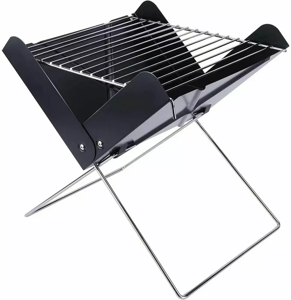 YSSOA 12 Travel-friendly Grill Charcoal Barbecue Grill - Folding Grill Notebook Shape Charcoal Grill. Detachable Collapsible. Mini Tabletop Camping Grill BBQ. Black