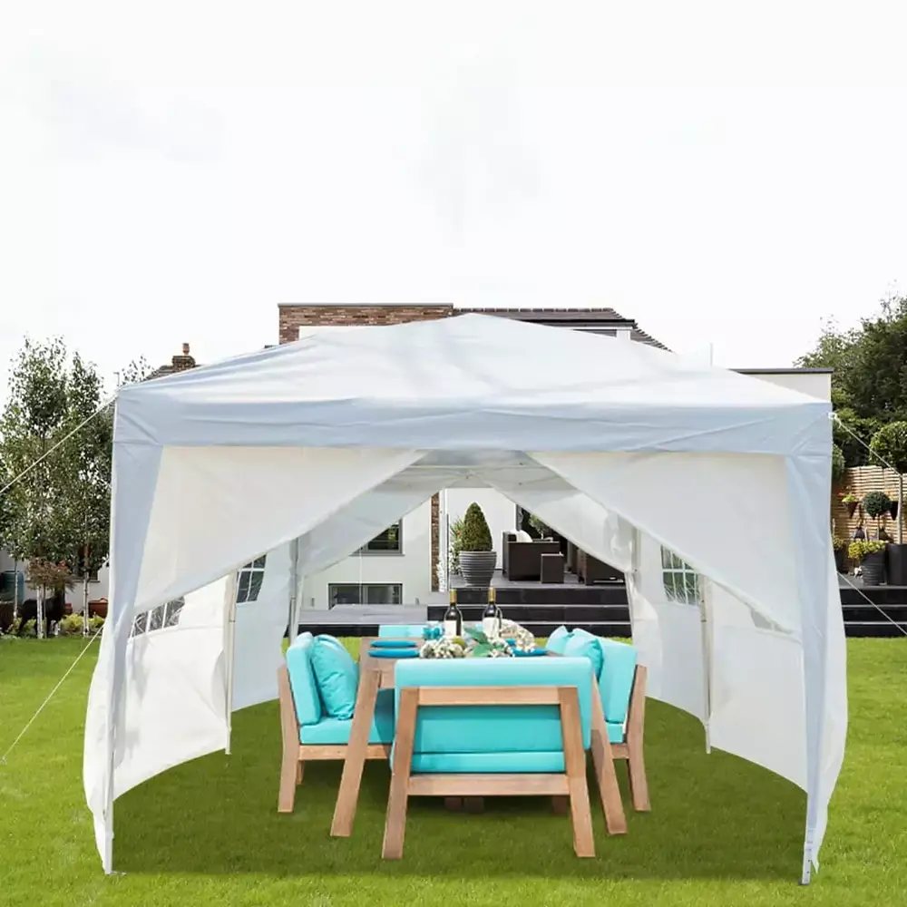 Yardi Yard 10x20 FT Four Windows Practical Waterproof Folding Tent White. Instant Canopies Portable Gazebo UV Resistant Waterproof Enclosed Canopy Tent for Outdoor Events. Patio Backyard