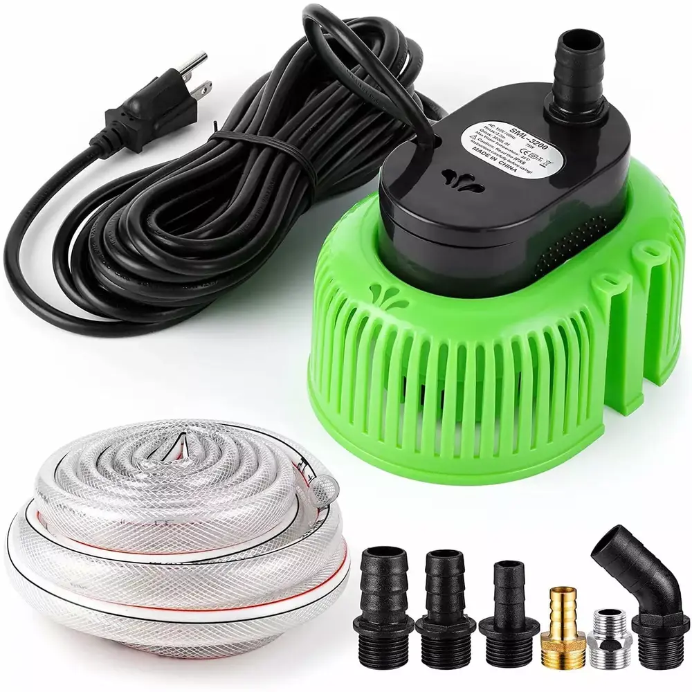 Yartaka Pool Cover Pump Above Ground. Water Pump for Pool Draining. Submersible Water Pump Sump Pump with 16 Ft Drainage Hose & 25 Ft Extra Long Power Cord (850GPH-Green)