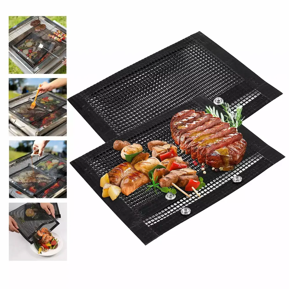 Yunnyp BBQ Mesh Grill Bags for Outdoor Grilling-15.7 x 10.3 Inch. 2 Pack Reusable Non-Stick BBQ Mesh Grill Bags for Charcoal Gas Electric Grills Toaster Oven Smokers. BBQ Grill Accessories