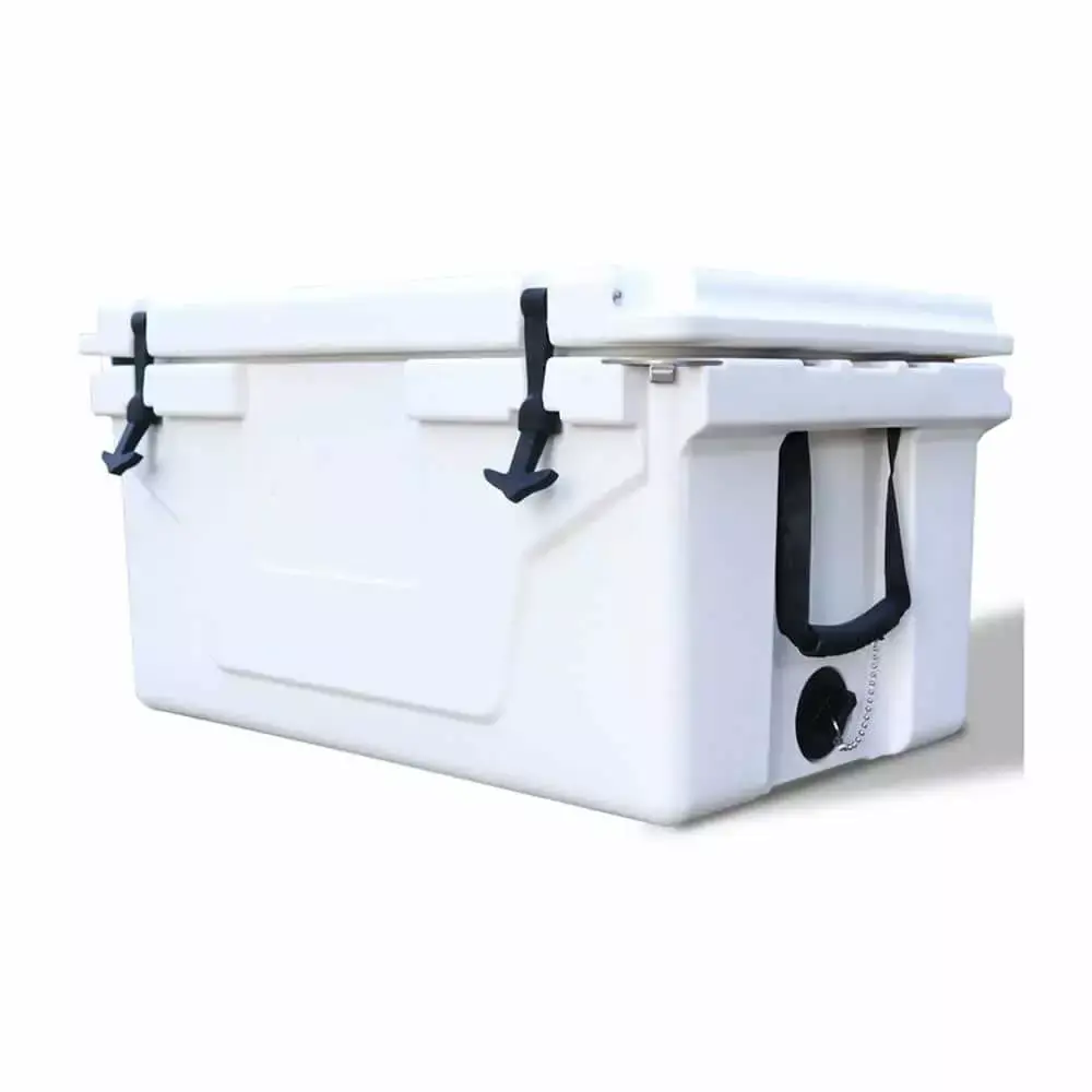 Zeus & Ruta 65 qt. White Outdoor Portable Camping Cooler with Wheels. Ice Chest with 54 Can Capacity. Keeps Ice for up to 5 Days
