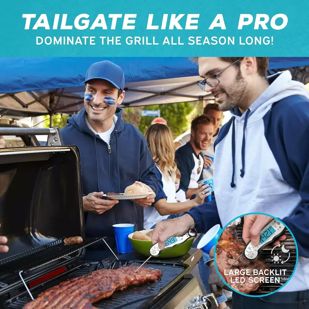 KIZEN Digital Meat Thermometer with Probe - Instant Read Food Thermometer for Cooking. Grilling. BBQ. Baking. Liquids. Candy. Deep Frying. and More - Black/White - Image 2