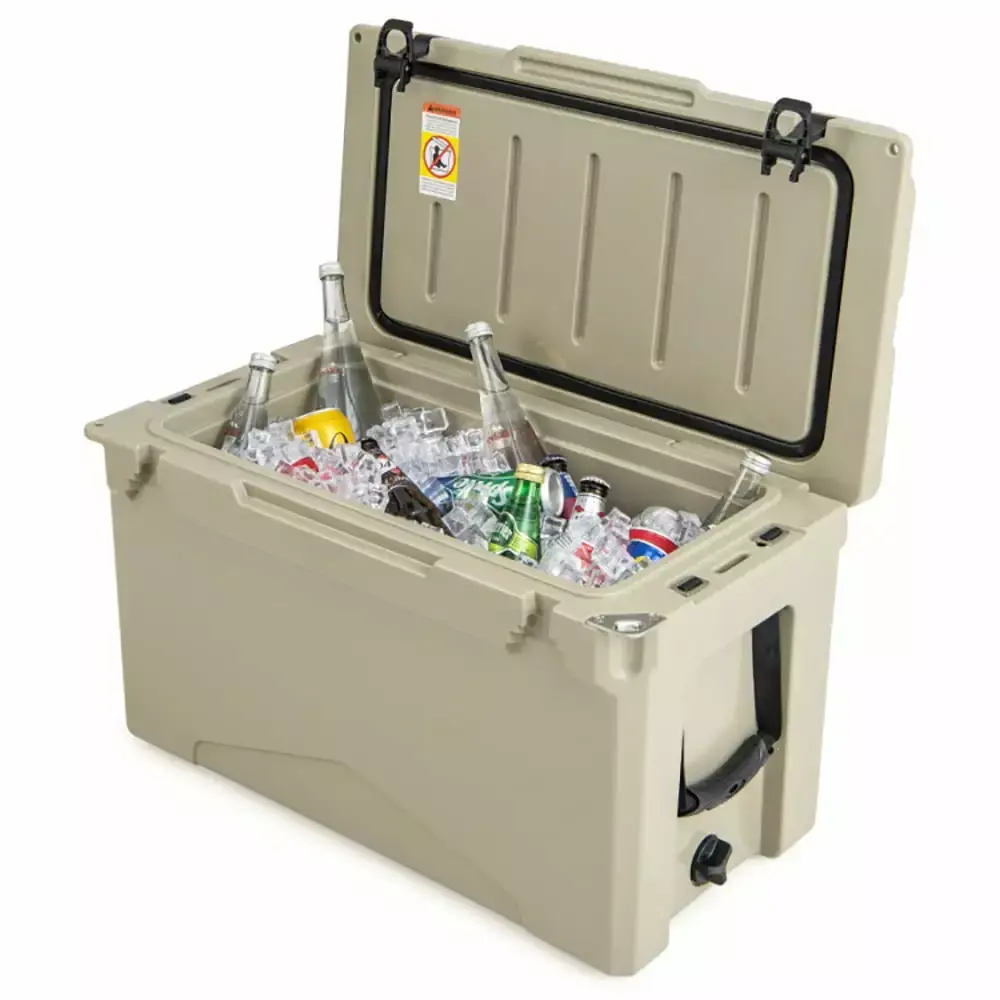 Canddidliike 50 QT Rotomolded Cooler Insulated Portable Ice Chest with Integrated Cup Holders-Tan. Heavy Duty Ice Chest. Camping Cooler for Beach Boat Fishing Hunting - Image 2