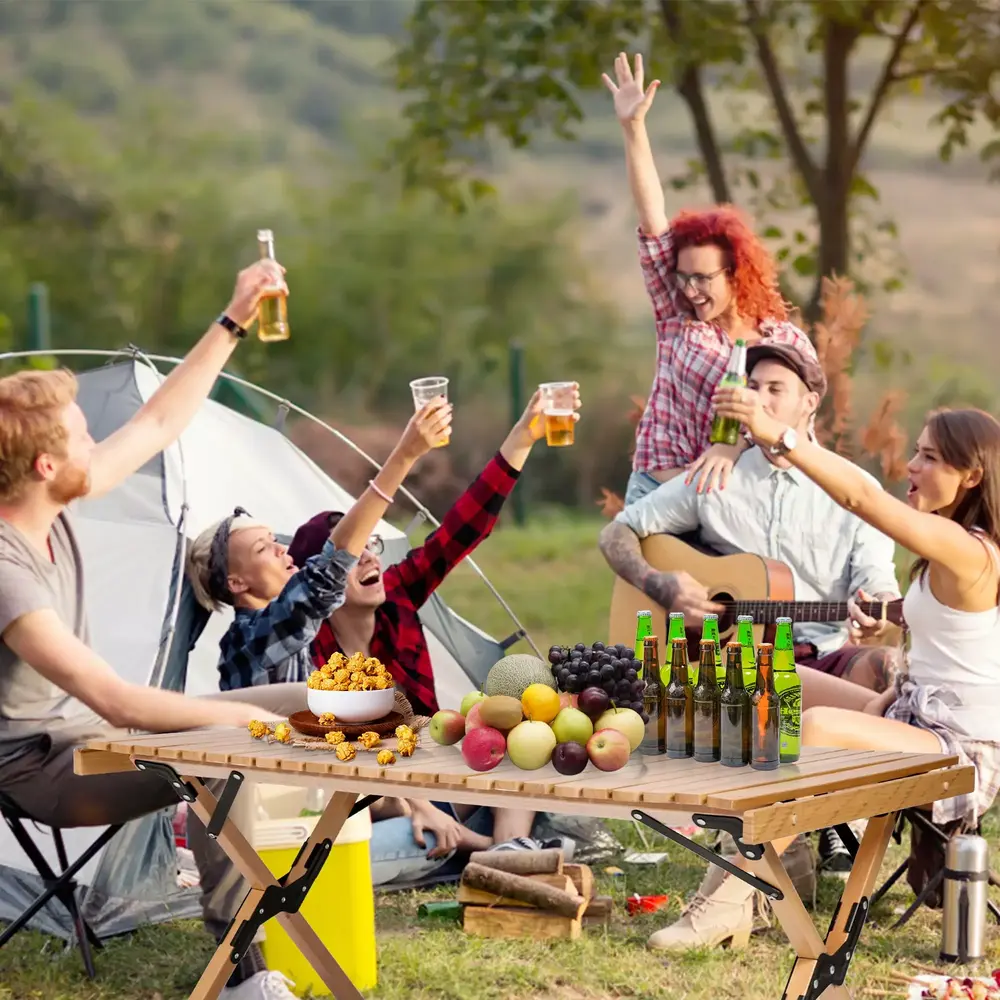 KARMAS PRODUCT Folding Outdoor Camping Wooden Table - Lightweight Roll Up Picnic Table with Carrying Bag. for Beach Backyard BBQ Party Fishing - Image 6