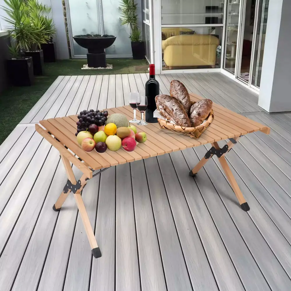 KARMAS PRODUCT Folding Outdoor Camping Wooden Table - Lightweight Roll Up Picnic Table with Carrying Bag. for Beach Backyard BBQ Party Fishing - Image 2