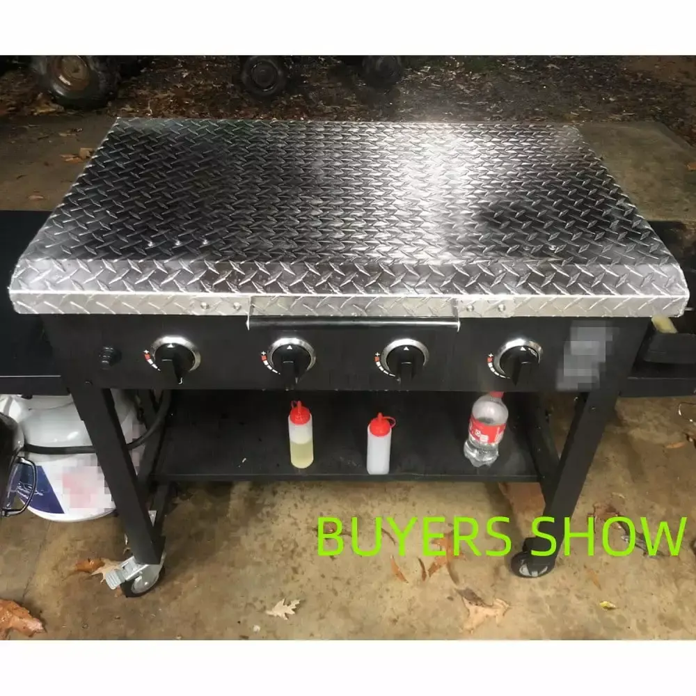 Kojem Blackstone 36 inch Griddle Cover Hard Lid Silver Waterproof Aluminum Diamond Plate 36 for Charbroil Camp Chef Outdoor Barbecue with Heatproof Handle - Image 6