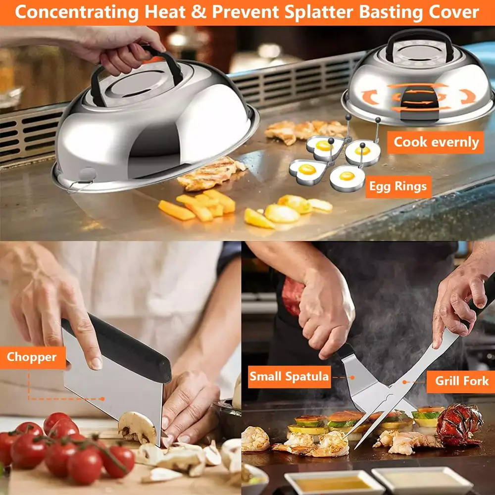 LOVJOYSE 30PCS Griddle Accessories Kit. Flat Top Grill Accessories Set for Blackstone and Camp Chef. Grill Spatula Set with Enlarged Spatulas. Basting Cover. Scraper for Outdoor BBQ - Image 4