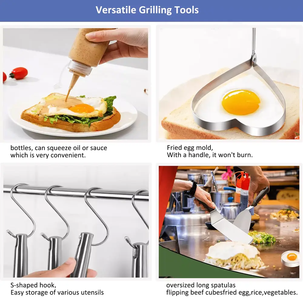 Grill Tools. Camping BBQ Accessories. Professional Grill Utensils Set for Camping/Backyard Barbecue. Stainless Steel Grilling Tools with Storage Bag. Thermometer.235 Pcs - Image 5