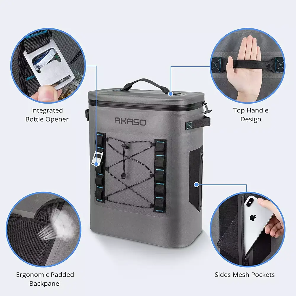 AKASO Backpack Cooler Insulated 20L Waterproof. Keeps Cool&Warm 72 Hours with 5 Layers Insulation Leakproof System. Soft Cooler Bag for Camping - Image 5
