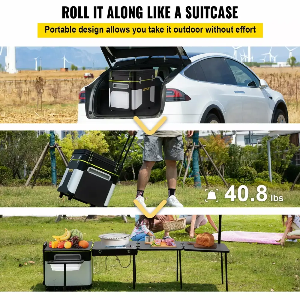 VEVOR Outdoor Mobile Kitchen. Portable Multifunctional Camping Kitchen station. All in One Integrated Folding Cooking Box with Windproof Stove. Folding Tables Storage Organizer for Beach BBQ Picnic - Image 3
