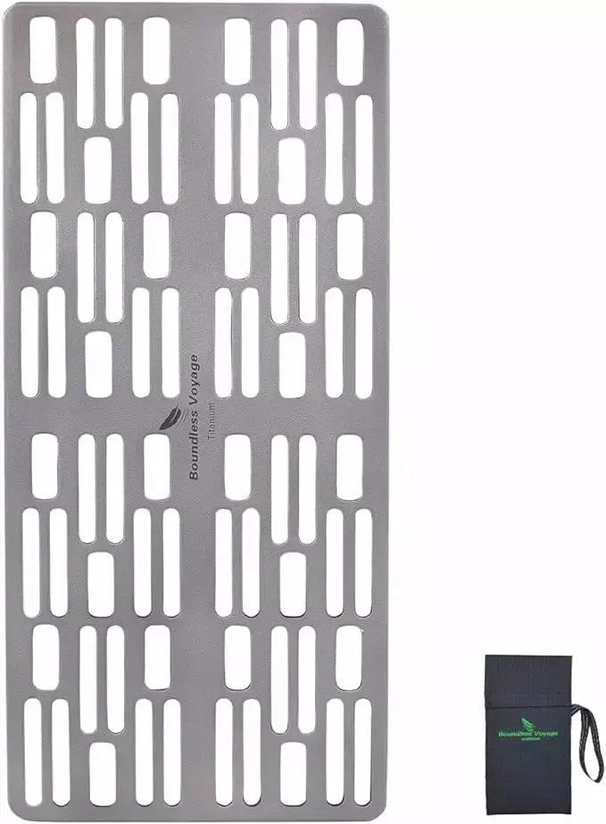 udistributedo Boundless Voyage Mini Size Long-lasting Titanium Charcoal BBQ Grill Plate Include a Carry Bag for Outdoor Camping Beach