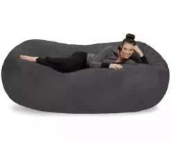 Sofa Sack Bean Bag Chair - Memory Foam Lounger Microsuede Cover Kids and Adults 7.5 ft Charcoal