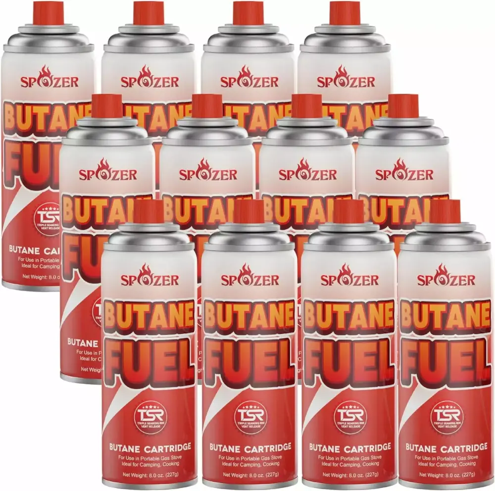 Spozer Butane Fuel Canister 8oz 227g Portable Camping Stoves 12 Pack