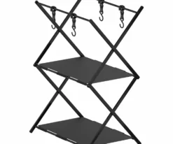 2 Tier Aluminum Alloy Multifunctional Storage Rack Portable Picnic Table Camping 2 Carevas