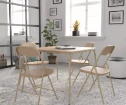 BizChair 5 Piece Tan Folding Card Table and Chair Set