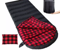 0 Degree Sleeping Bag Cotton Flannel Winter Cold Weather Adults XXL Waterproof Lanthour