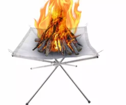 16.5 Collapsible Stainless Steel Mesh Fire Pit Portable Outdoor Fire Pit Campfire Grill L TINGLU