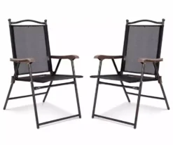 Barara King Comfortable Event Chair Folding Chairs Portable Patio Chairs Set 2 Black