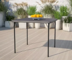 BizChair 2.83-Foot Square Bi-Fold Dark Gray Plastic Folding Table Carrying Handle