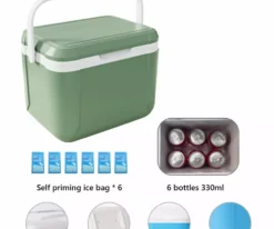 Bilqis 5 Liter Camping Cooler 6 Ice Bags - Hard Ice Retention Lunch Box Portable Insulated Cooler