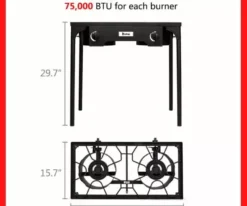 2 Burner Outdoor Propane Gas Stove 150000 BTU High Pressure Stand Cooker Camping Home Brewing Turkey Frying Double