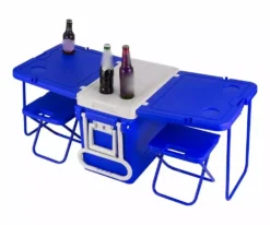 32L Rolling Cooler Ice Chest Camping Picnic Portable Heat Insulation Box Table and Chair With